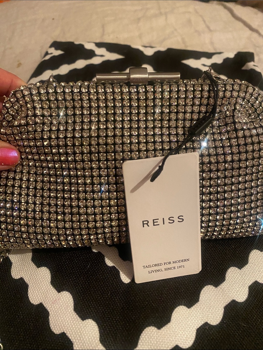 Reiss Silver Crystal Mesh Evening Clutch absolutely stunning piece